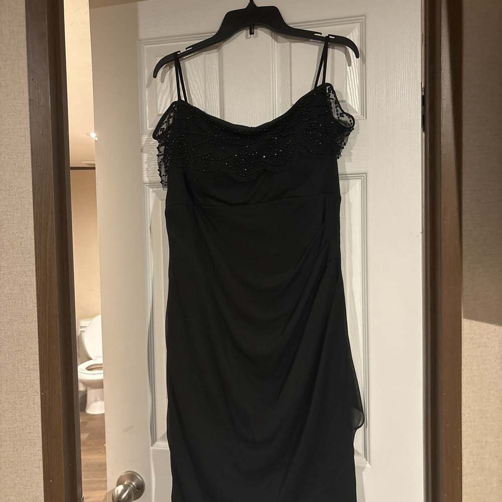 DJ Jaz Black Embellished Cocktail Dress with Off The Shoulder Neckline